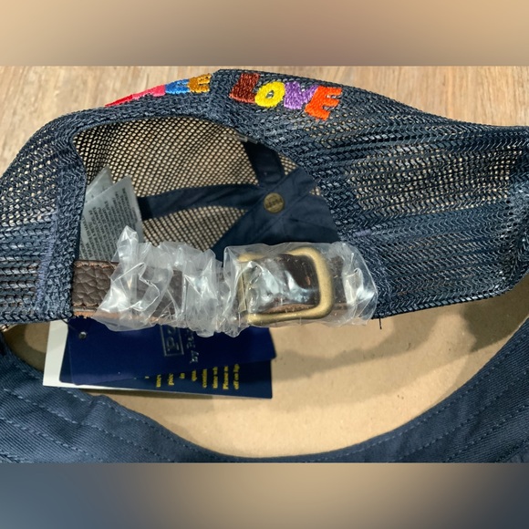 NWT Polo Ralph Lauren Navy Corduroy PEACE LOVE DOVE Trucker Baseball Cap Hat - Picture 5 of 6